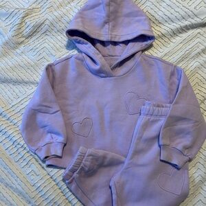 GAP Lilac Heart Hoodie & Jogger Set - Kids